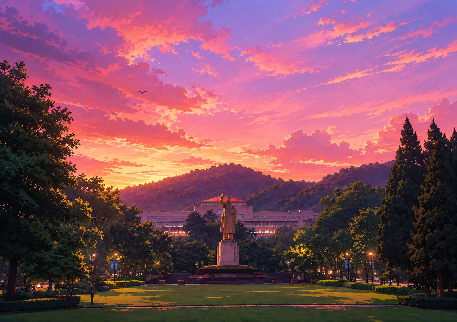 Zhejiang University Yuquan Mao statue scene